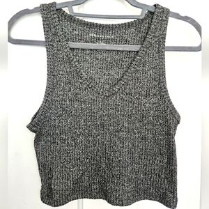 American Eagle Outfitters Ribbed Gray Sweater Cropped Tank Top Large
